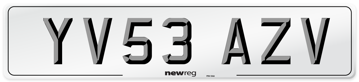YV53 AZV Number Plate from New Reg